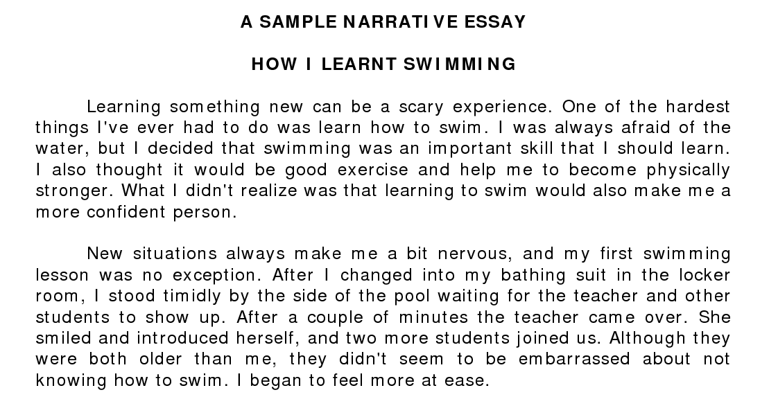 Help writing a narrative essay