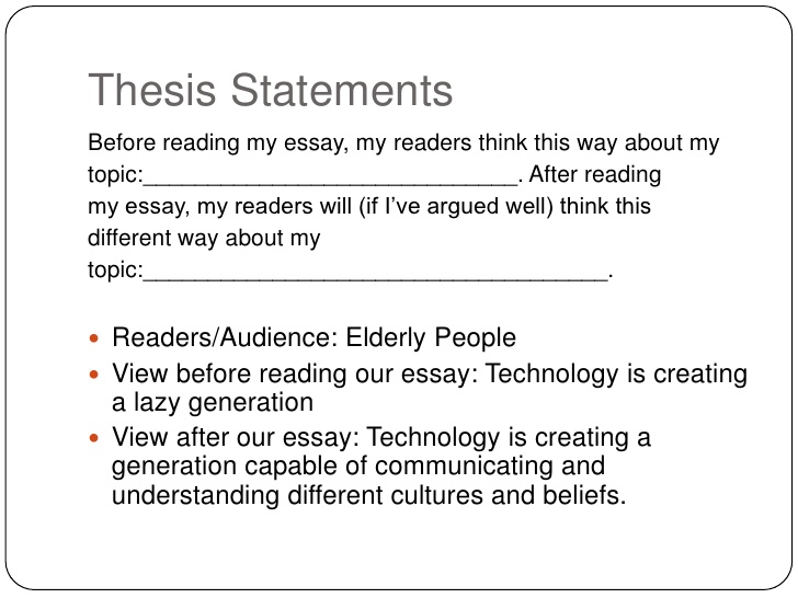 I need help writing a thesis statement