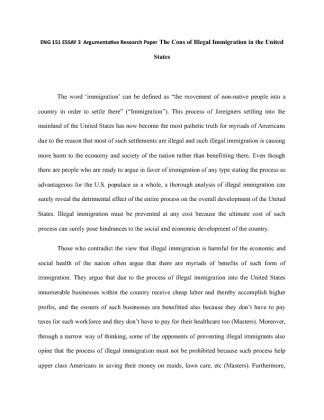 Illegal immigration research paper